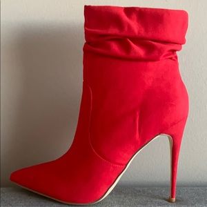 Never worn red high heel booties